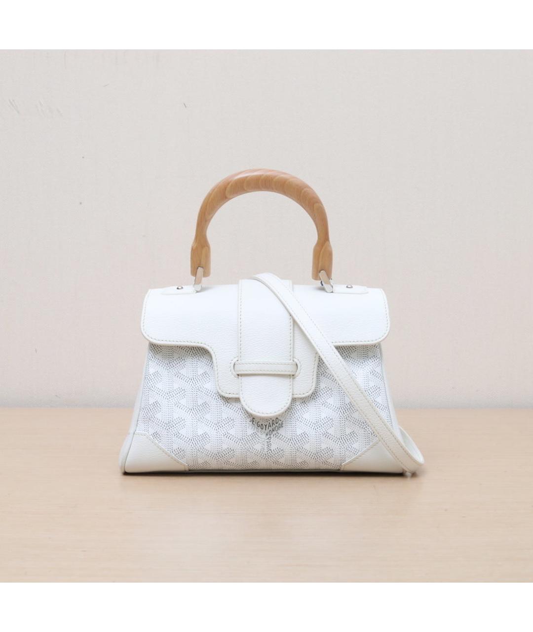 GOYARD Белая кожаная сумка через плечо, фото 2