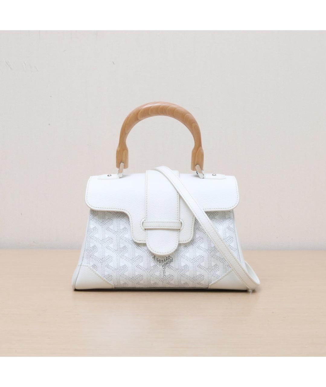 GOYARD Белая кожаная сумка через плечо, фото 3