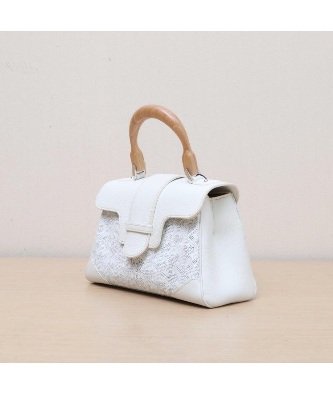 GOYARD Белая кожаная сумка через плечо, фото 4
