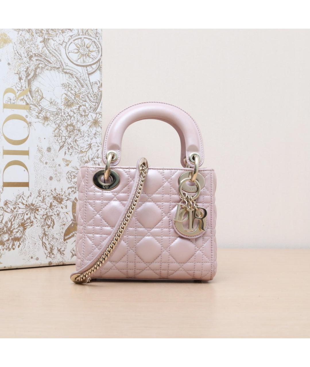 CHRISTIAN DIOR Розовая кожаная сумка через плечо, фото 2
