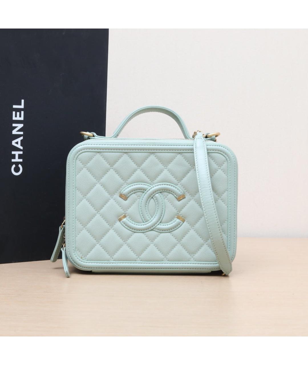 CHANEL Голубая кожаная сумка через плечо, фото 2