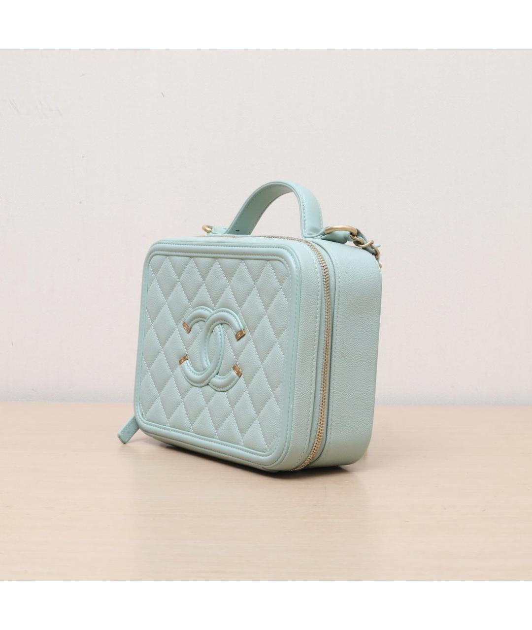 CHANEL Голубая кожаная сумка через плечо, фото 4