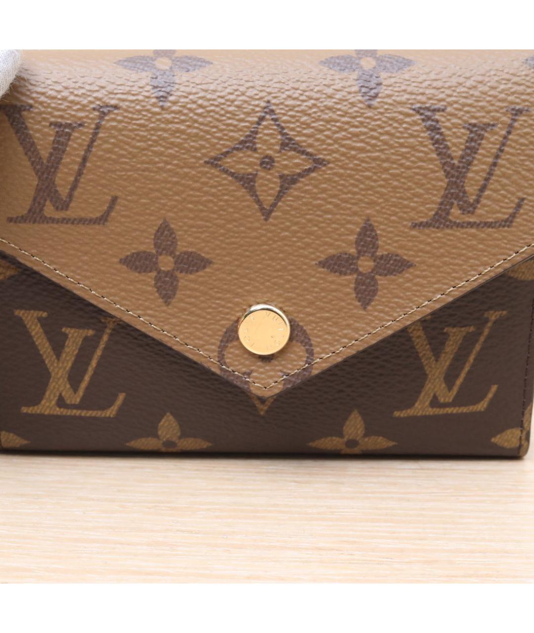 LOUIS VUITTON Коричневый кожаный кошелек, фото 8