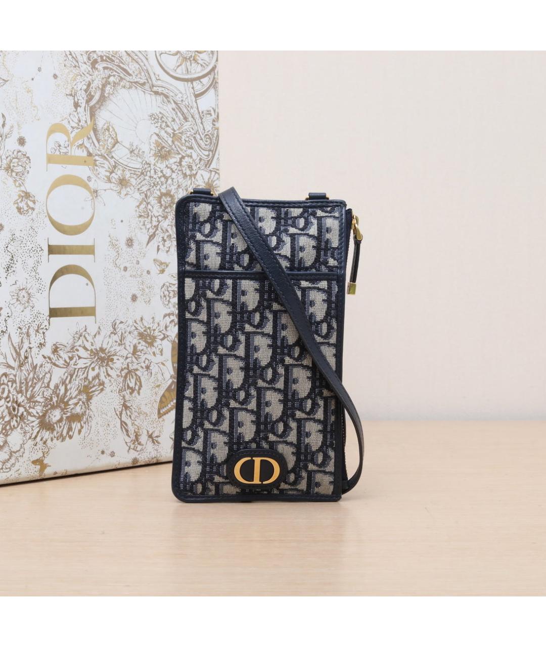 CHRISTIAN DIOR Темно-синяя жаккардовая сумка через плечо, фото 2