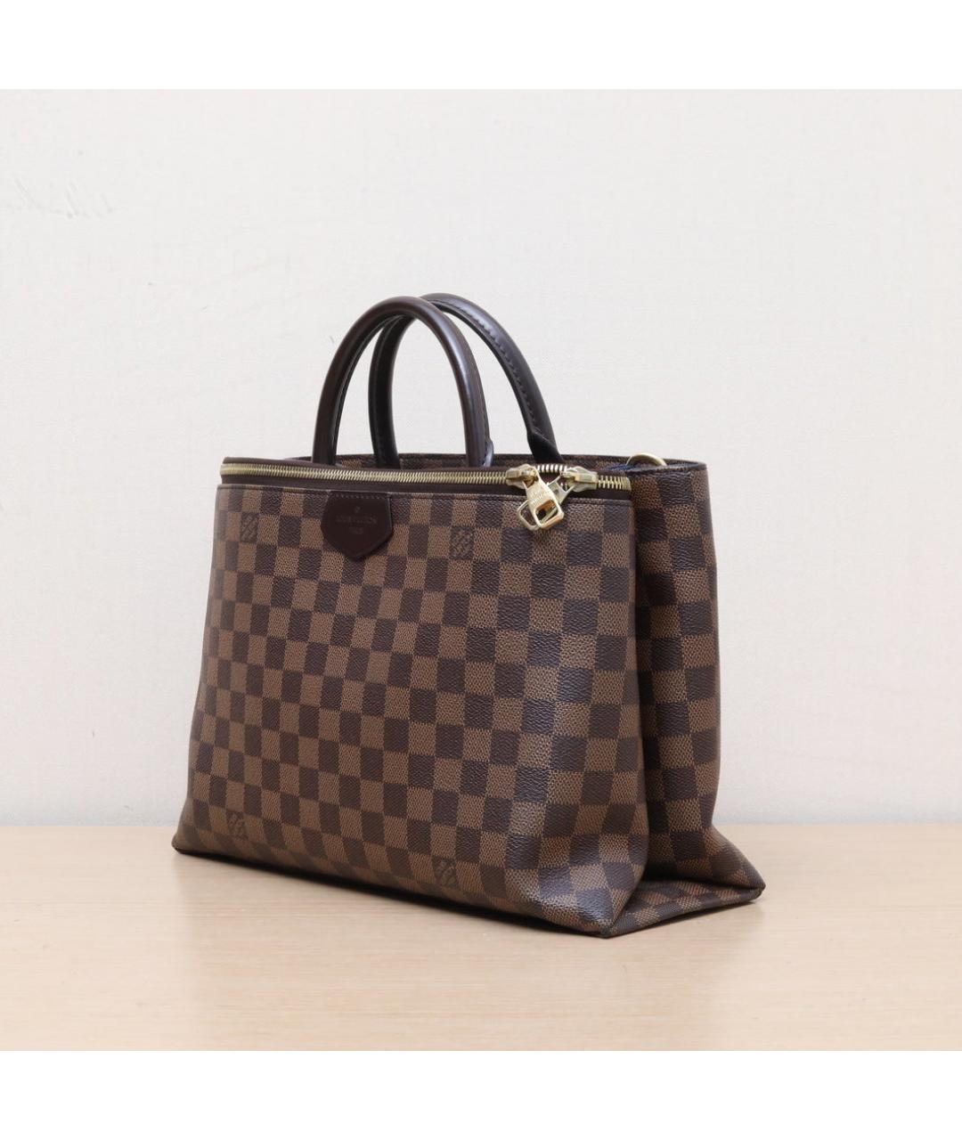 LOUIS VUITTON Коричневая кожаная сумка с короткими ручками, фото 4