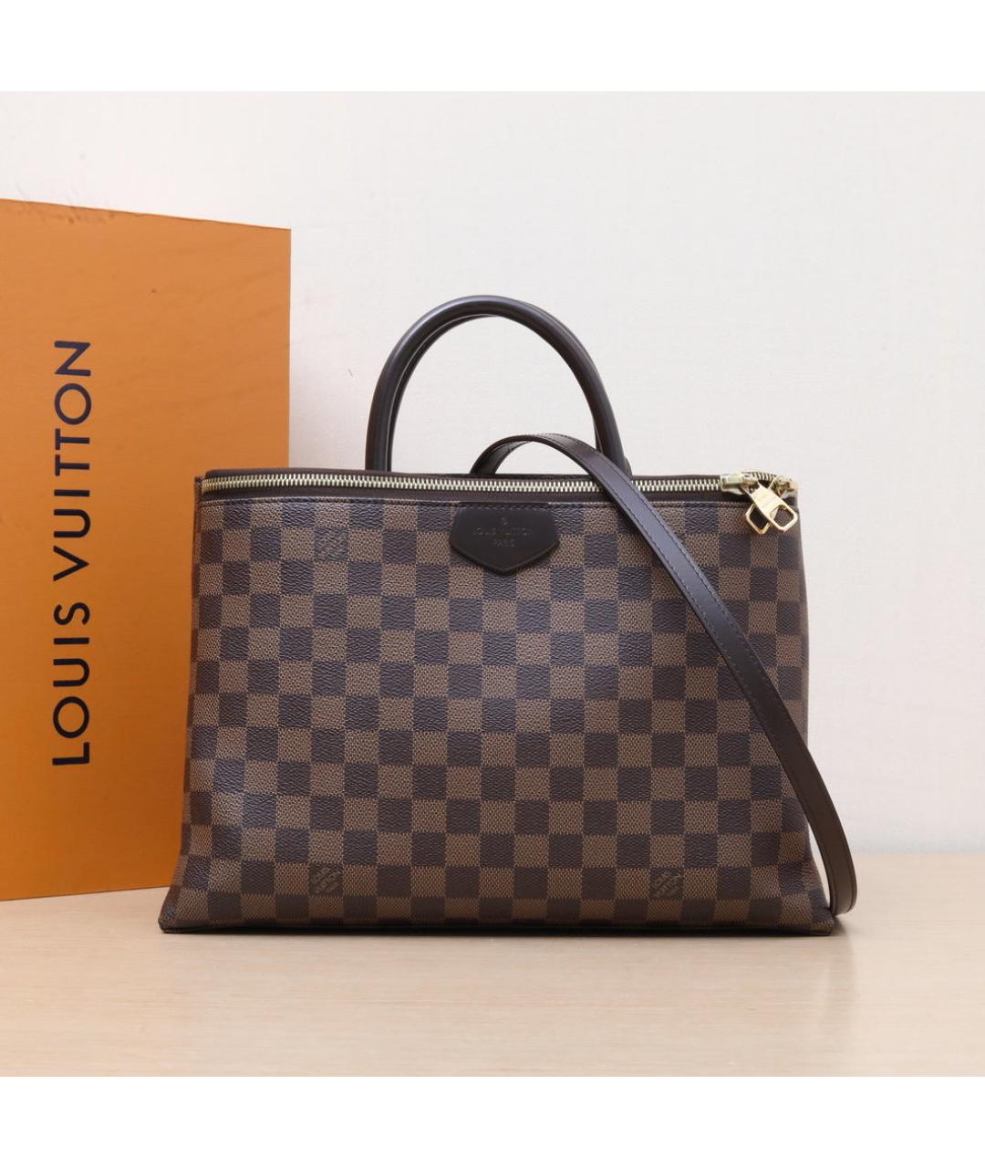 LOUIS VUITTON Коричневая кожаная сумка с короткими ручками, фото 2