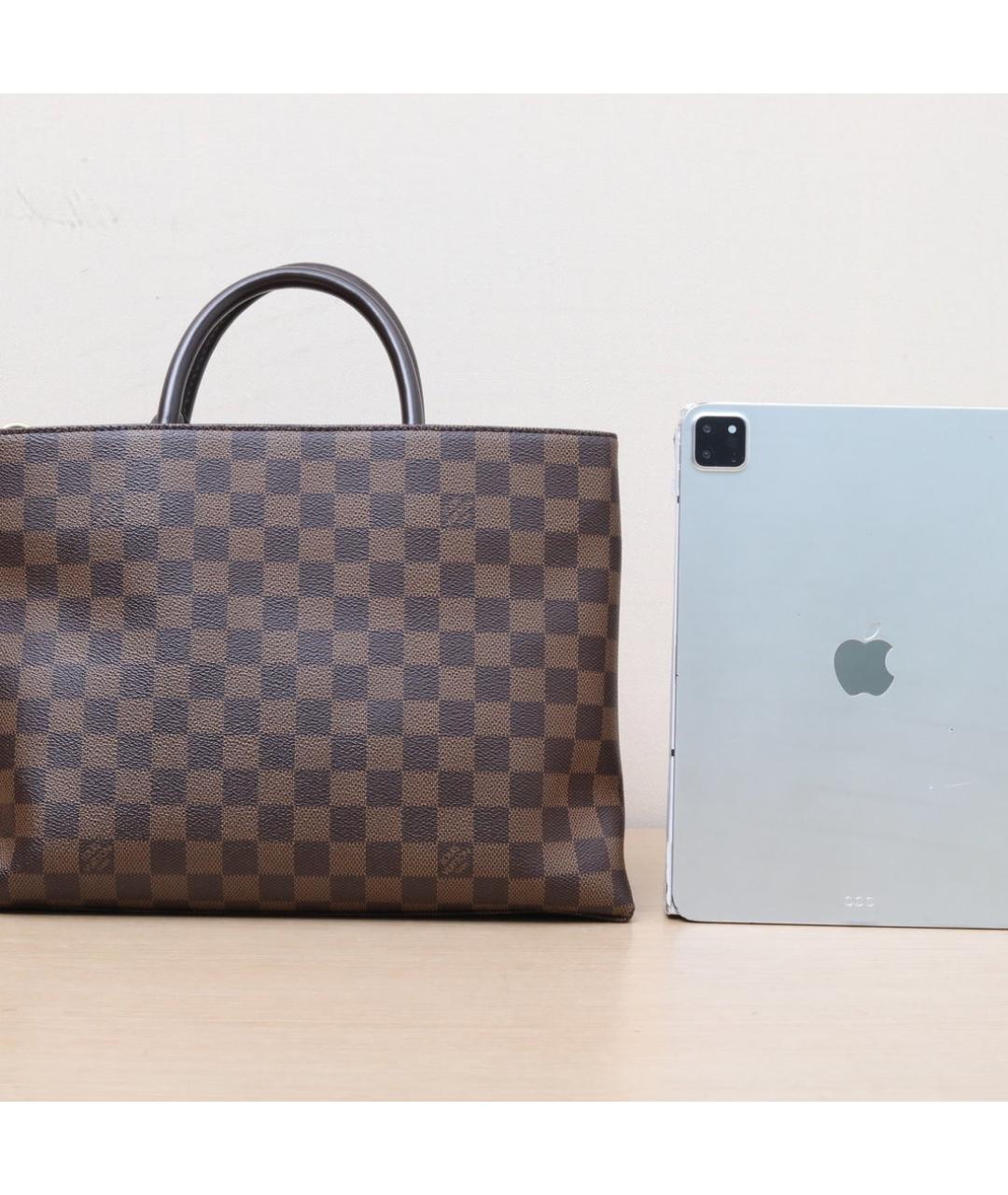 LOUIS VUITTON Коричневая кожаная сумка с короткими ручками, фото 7