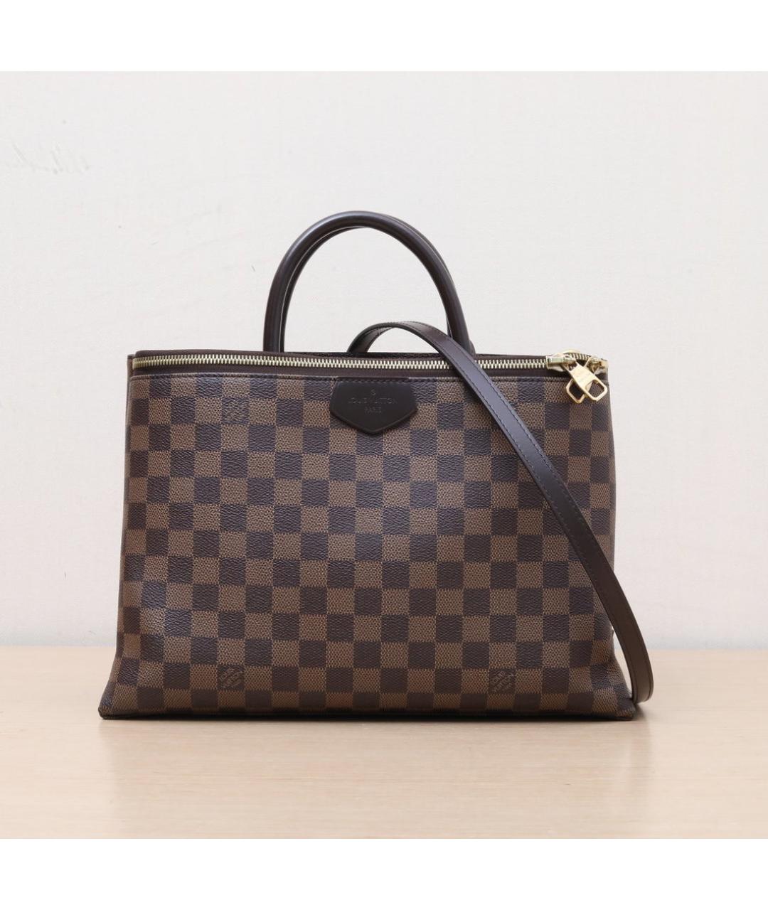 LOUIS VUITTON Коричневая кожаная сумка с короткими ручками, фото 3