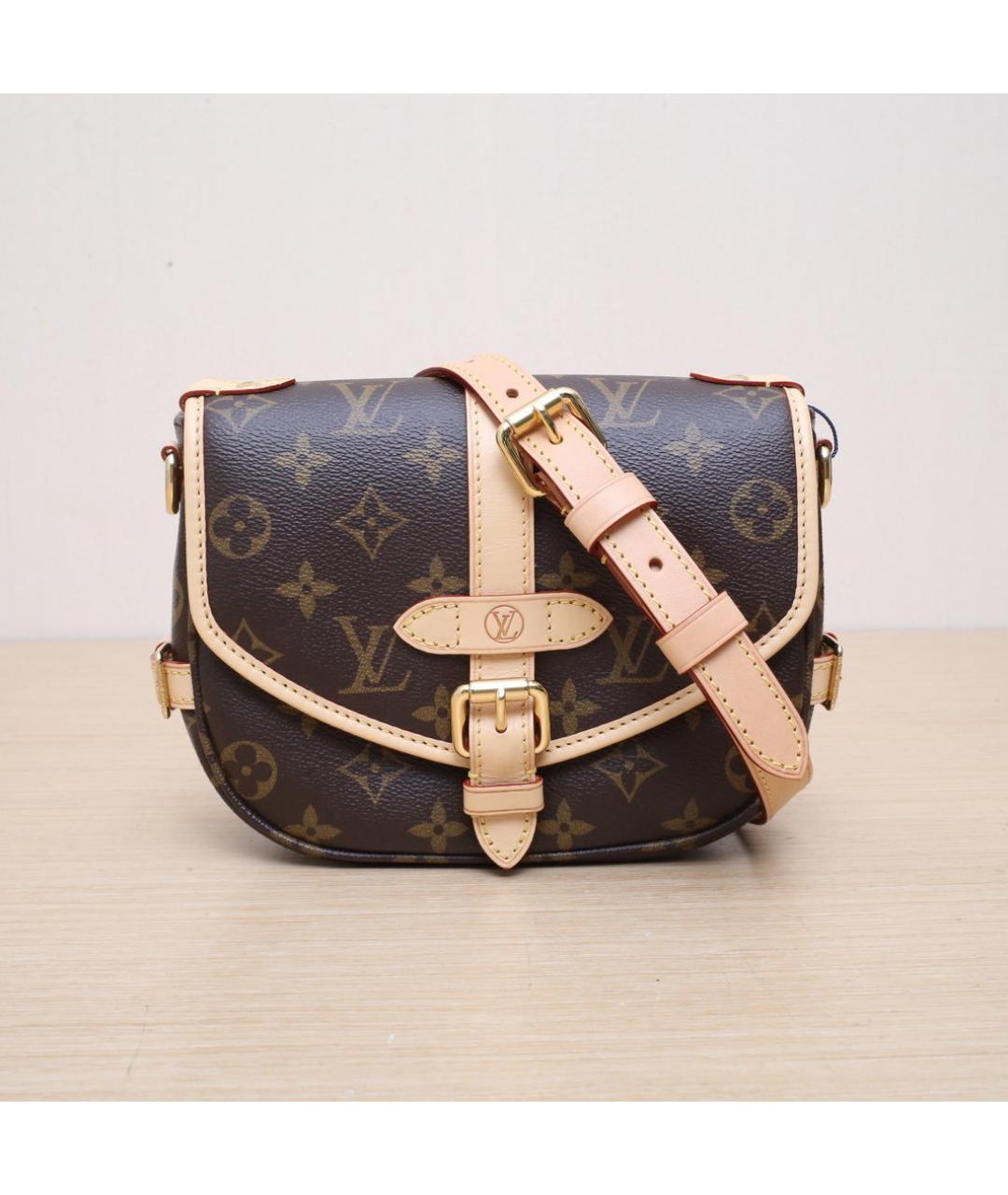 LOUIS VUITTON Коричневая кожаная сумка через плечо, фото 3