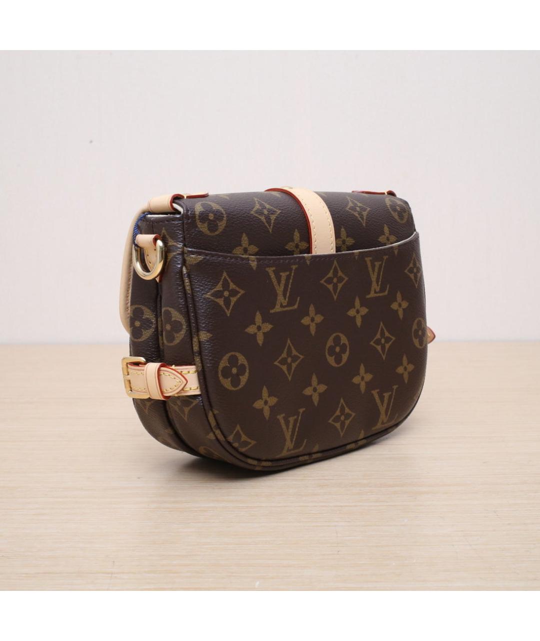 LOUIS VUITTON Коричневая кожаная сумка через плечо, фото 6