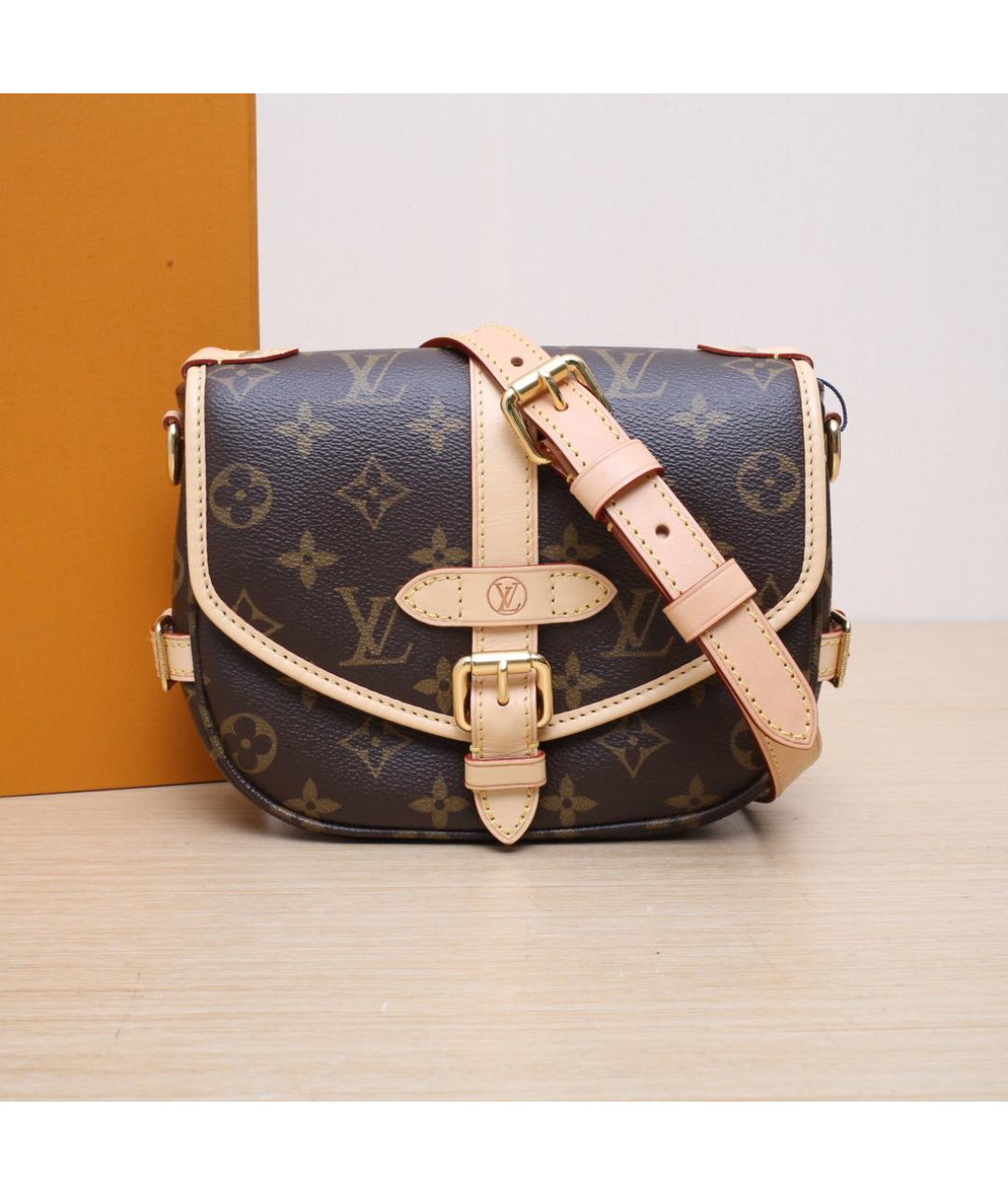 LOUIS VUITTON Коричневая кожаная сумка через плечо, фото 2