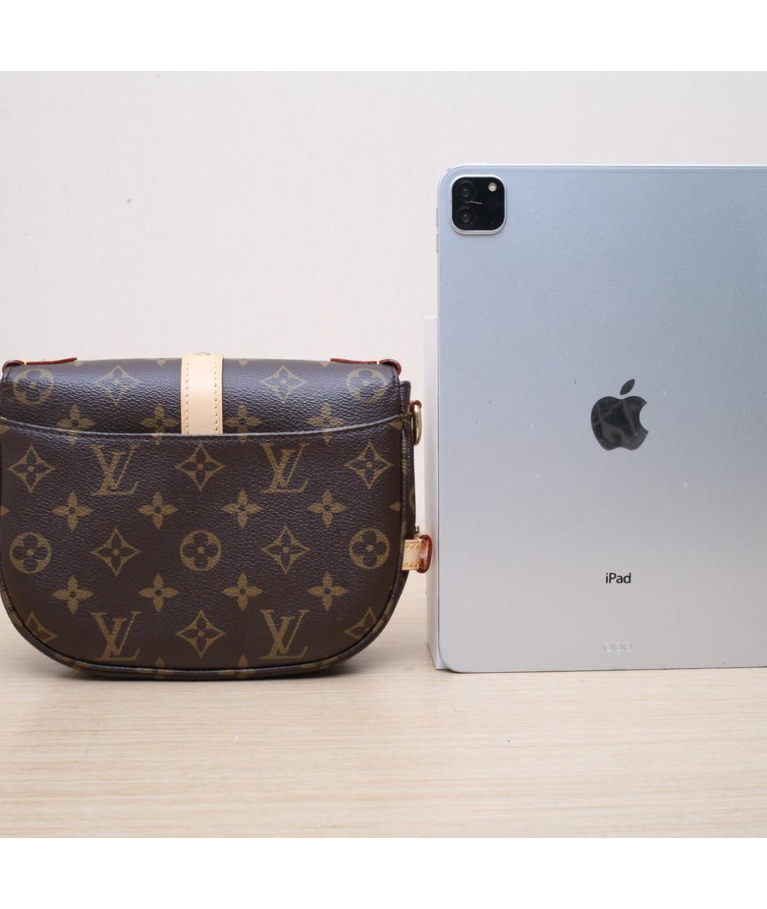 LOUIS VUITTON Коричневая кожаная сумка через плечо, фото 7