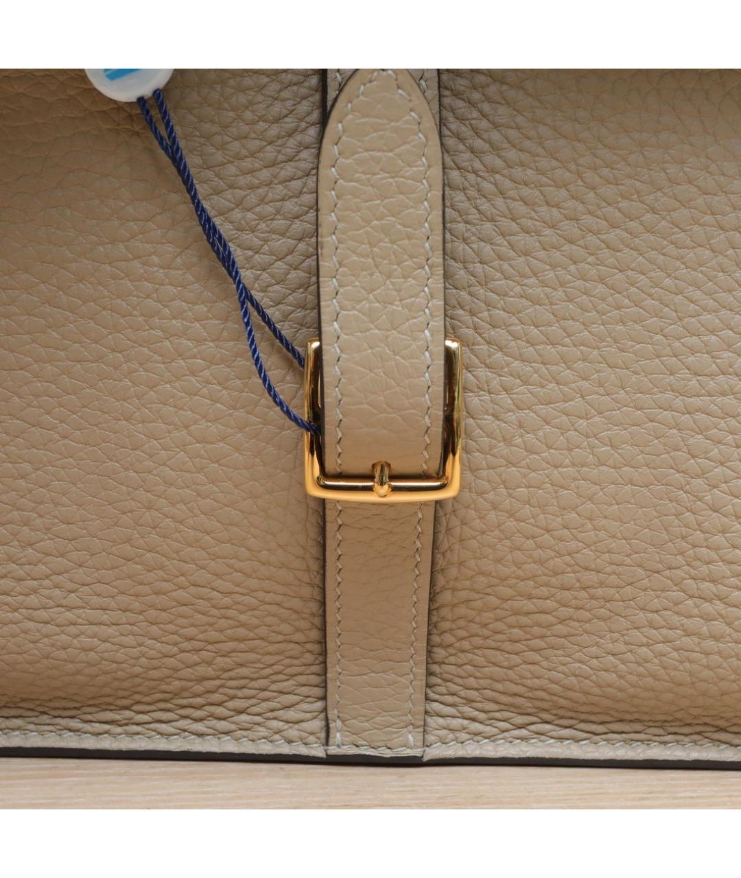 HERMES Бежевая кожаная сумка через плечо, фото 8