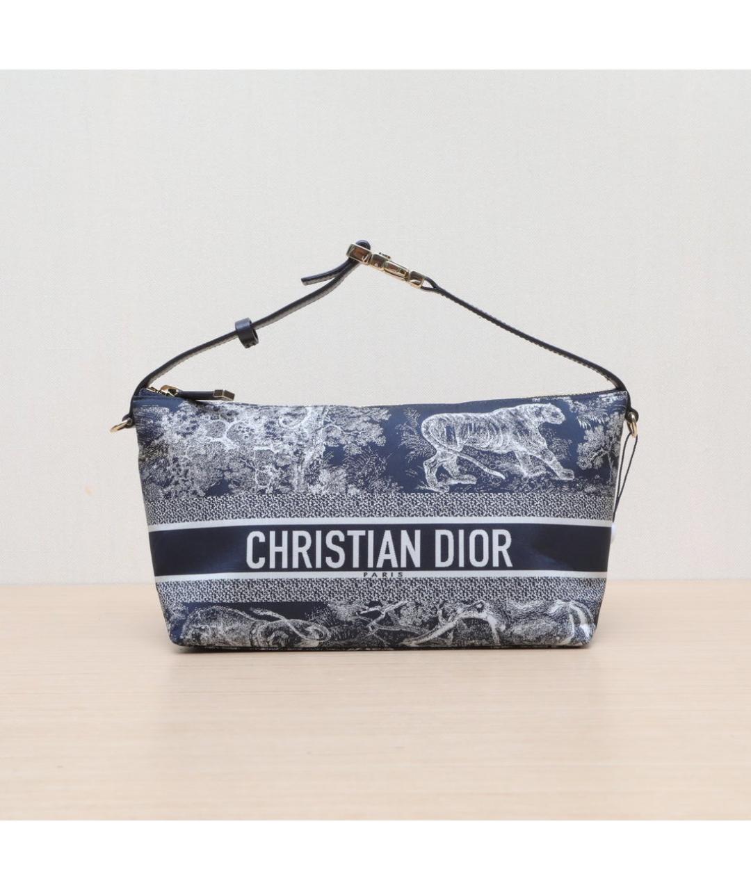 CHRISTIAN DIOR Темно-синяя жаккардовая сумка через плечо, фото 3