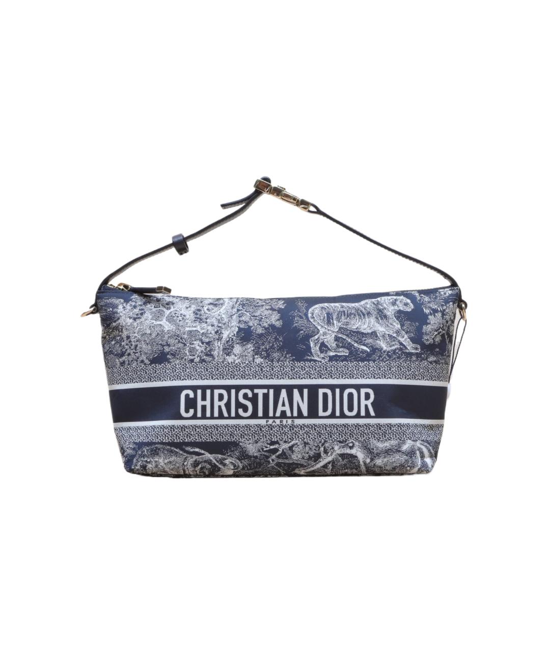 CHRISTIAN DIOR Темно-синяя жаккардовая сумка через плечо, фото 1