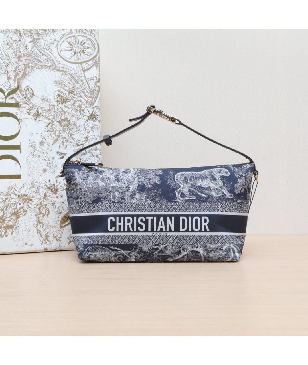 CHRISTIAN DIOR Темно-синяя жаккардовая сумка через плечо, фото 2