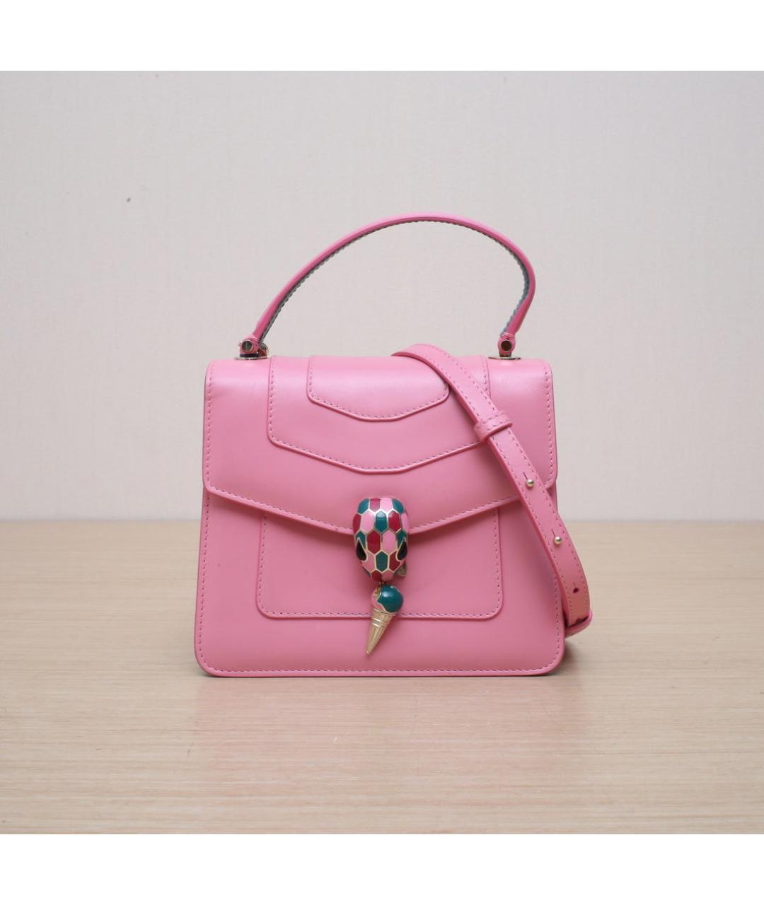 BVLGARI Розовая кожаная сумка через плечо, фото 2