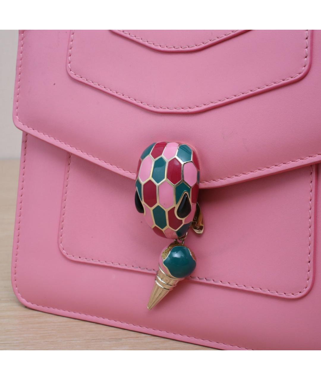 BVLGARI Розовая кожаная сумка через плечо, фото 8