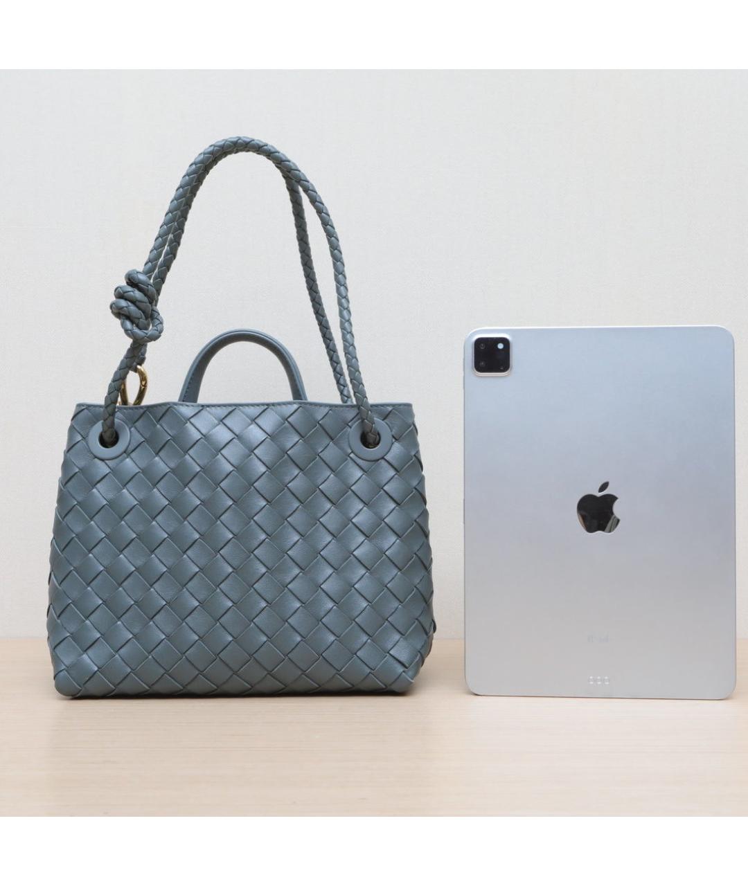 BOTTEGA VENETA Серая кожаная сумка через плечо, фото 7