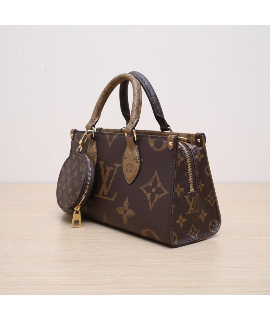 LOUIS VUITTON Коричневая кожаная сумка через плечо, фото 4