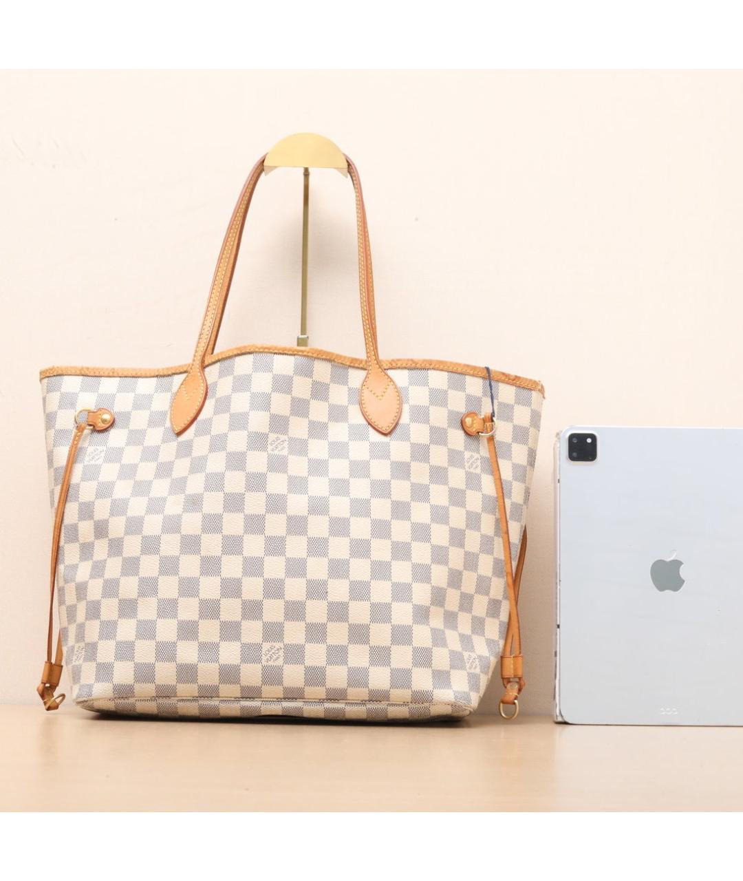 LOUIS VUITTON Белая кожаная сумка тоут, фото 7