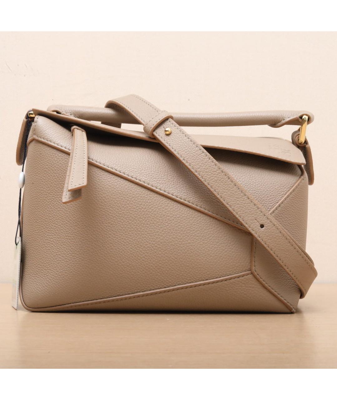 LOEWE Бежевая кожаная сумка через плечо, фото 3