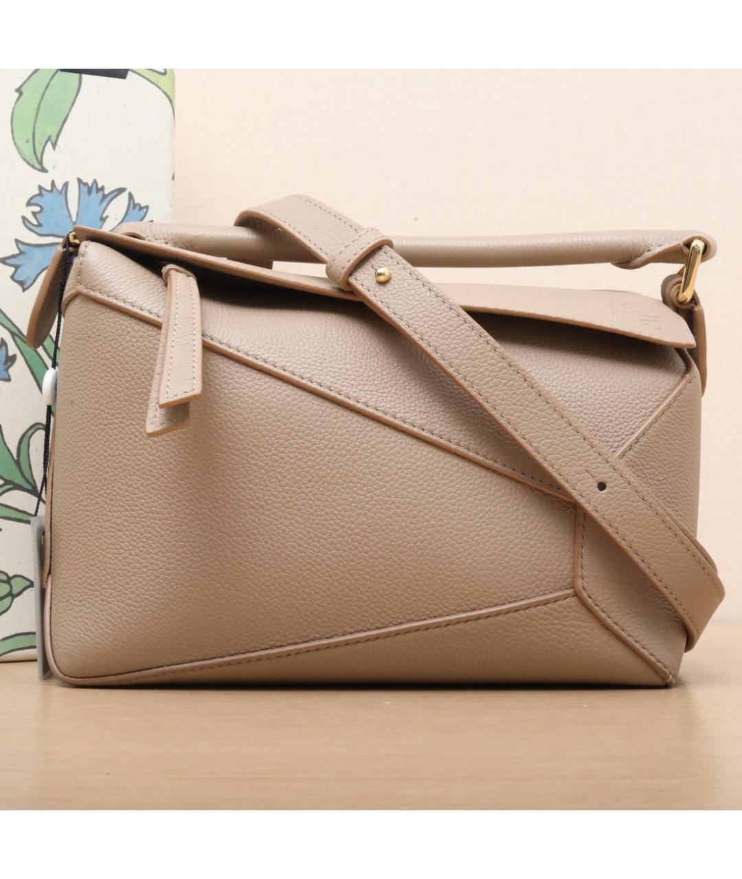 LOEWE Бежевая кожаная сумка через плечо, фото 2
