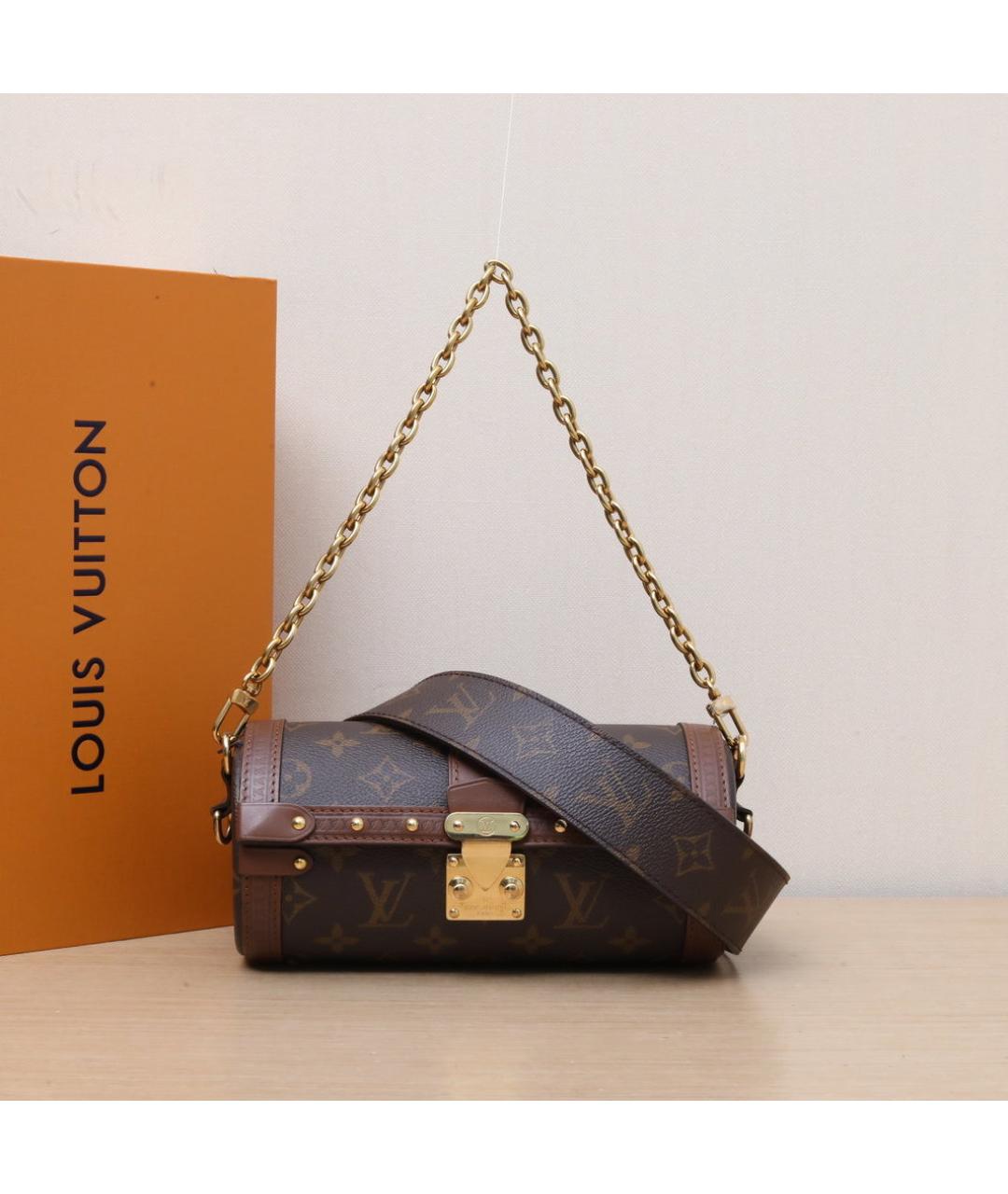 LOUIS VUITTON Коричневая кожаная сумка через плечо, фото 2