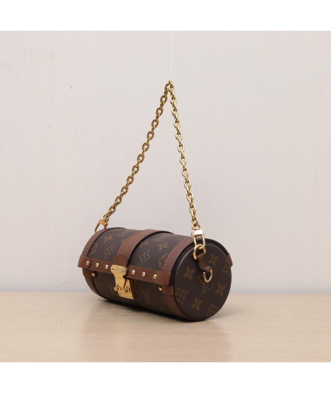LOUIS VUITTON Коричневая кожаная сумка через плечо, фото 4