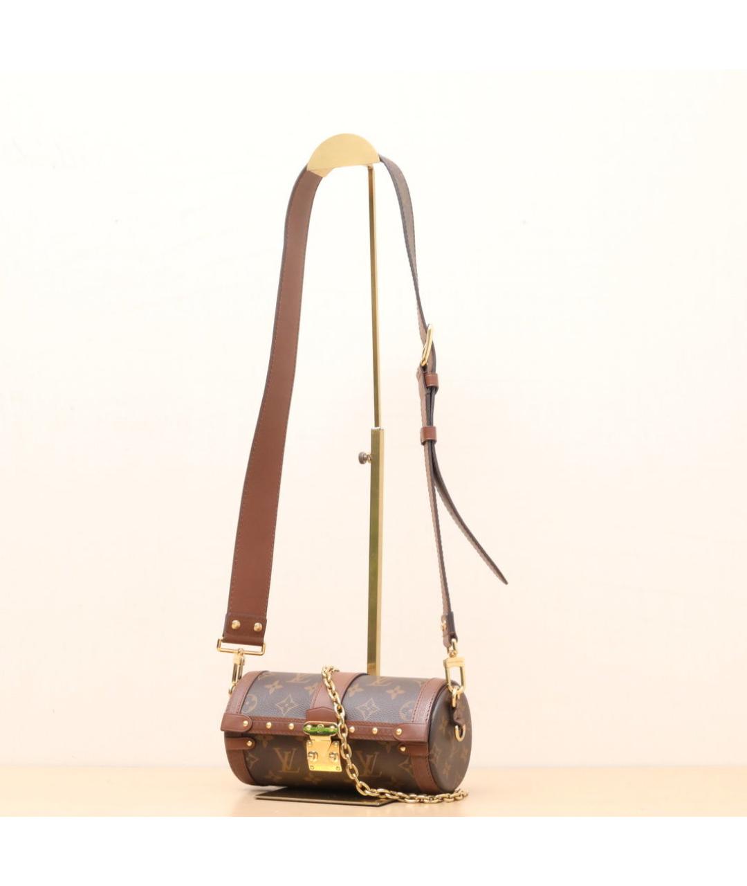 LOUIS VUITTON Коричневая кожаная сумка через плечо, фото 4