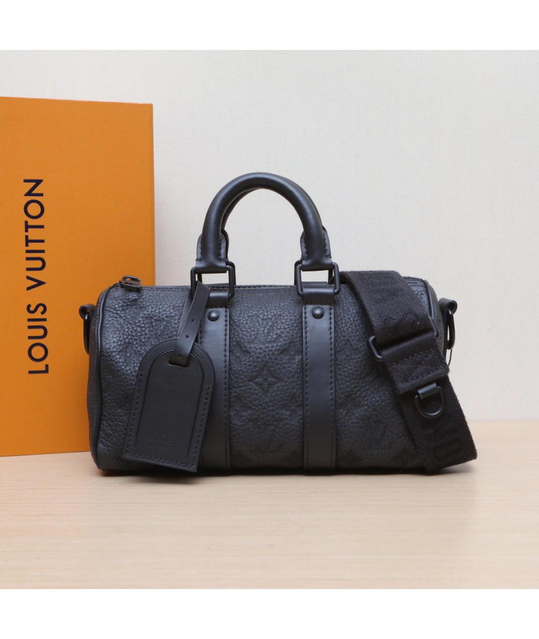 LOUIS VUITTON Черная кожаная сумка с короткими ручками, фото 2