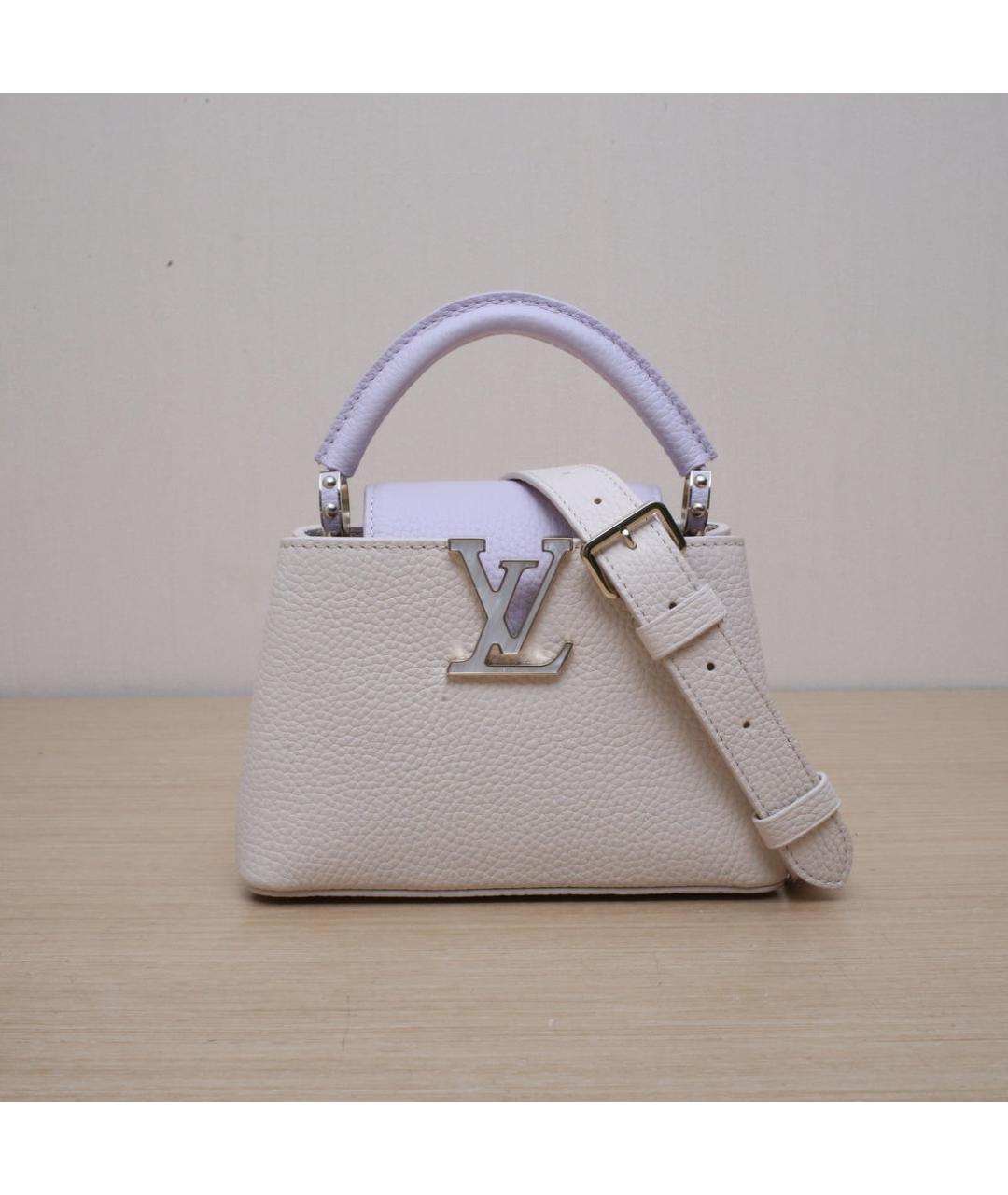 LOUIS VUITTON Белая кожаная сумка через плечо, фото 3