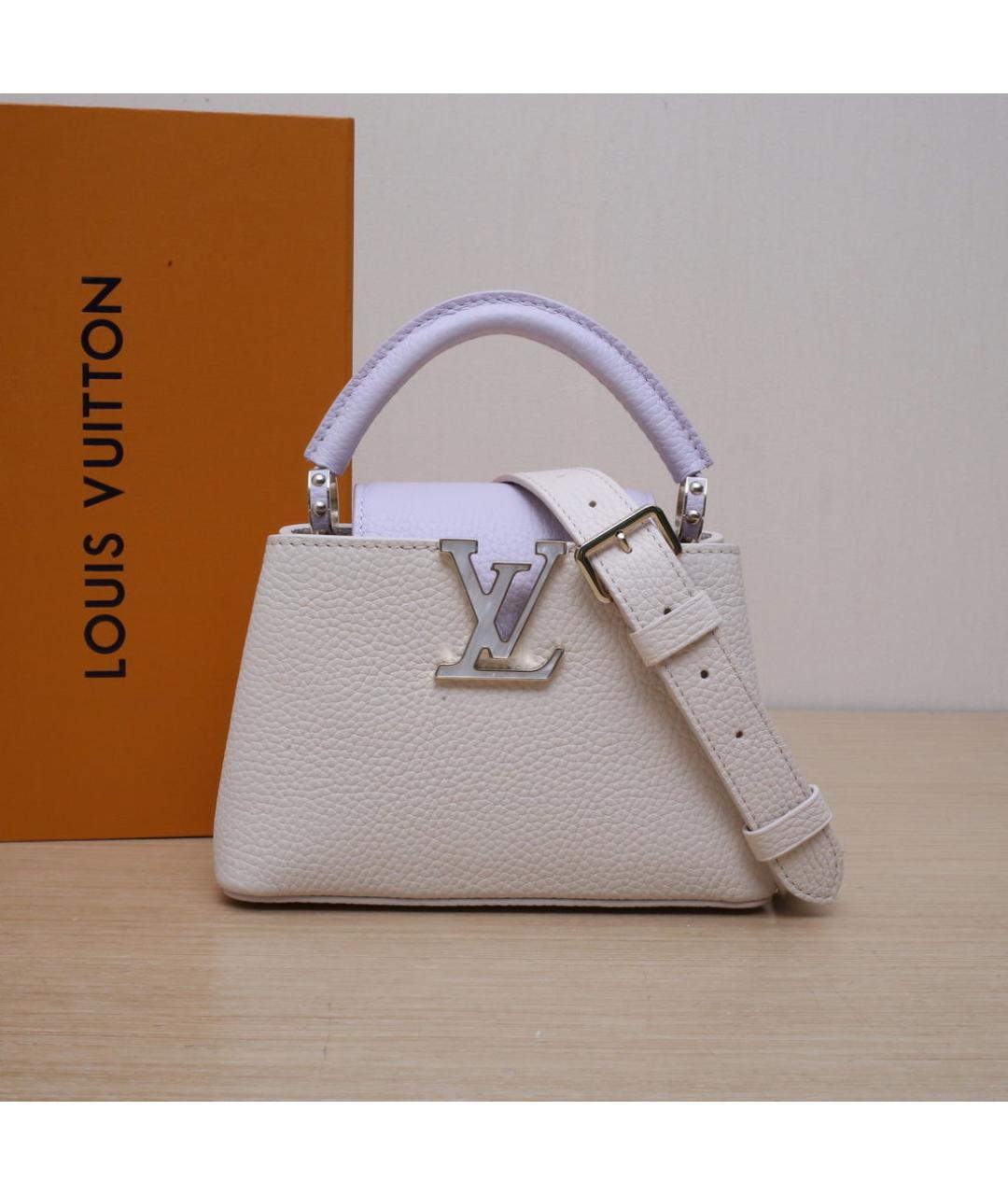 LOUIS VUITTON Белая кожаная сумка через плечо, фото 2