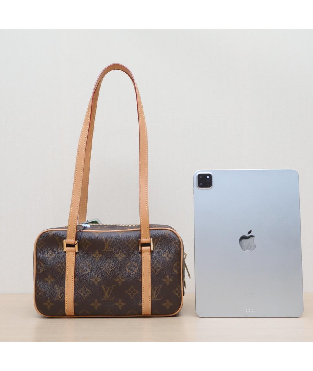 LOUIS VUITTON Коричневая кожаная сумка через плечо, фото 7