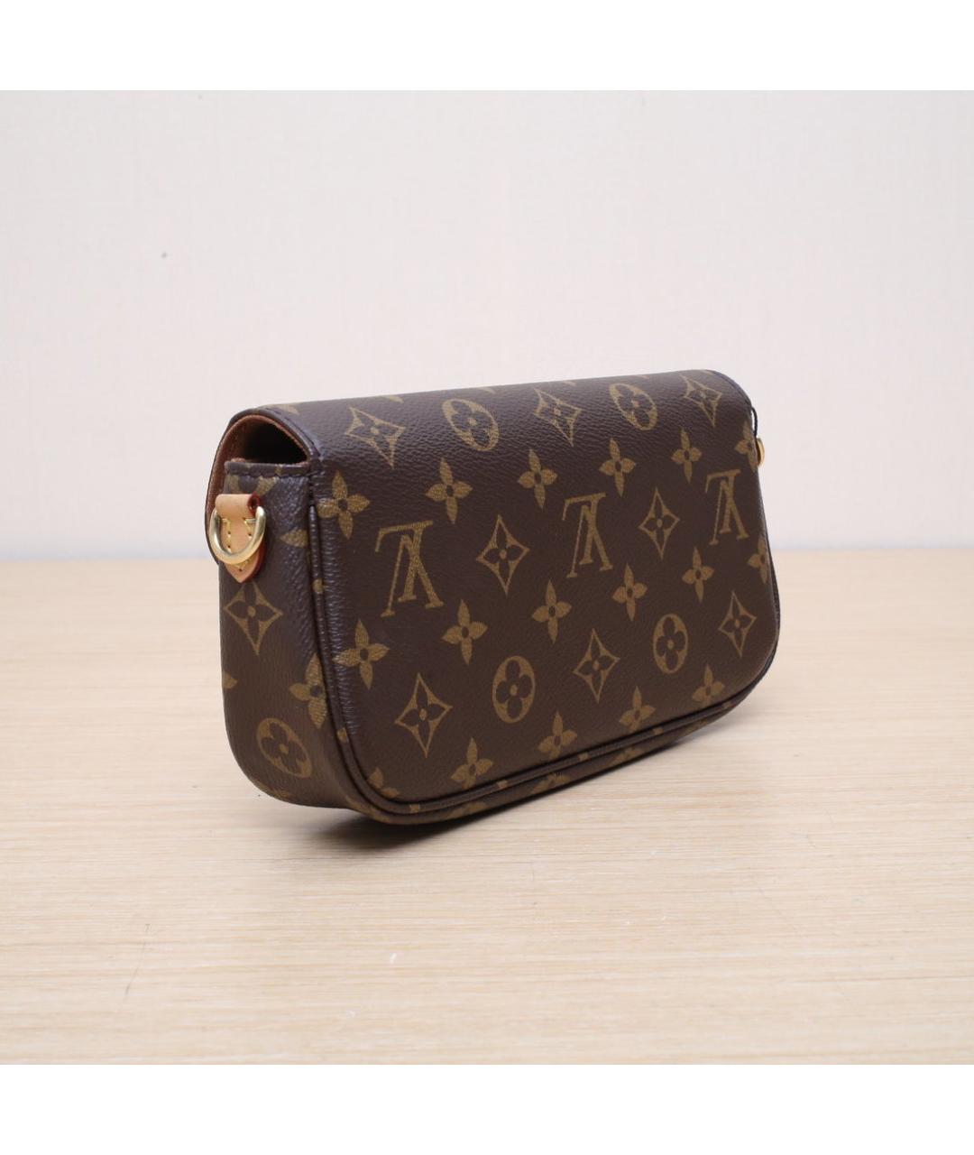 LOUIS VUITTON Коричневая кожаная сумка через плечо, фото 6