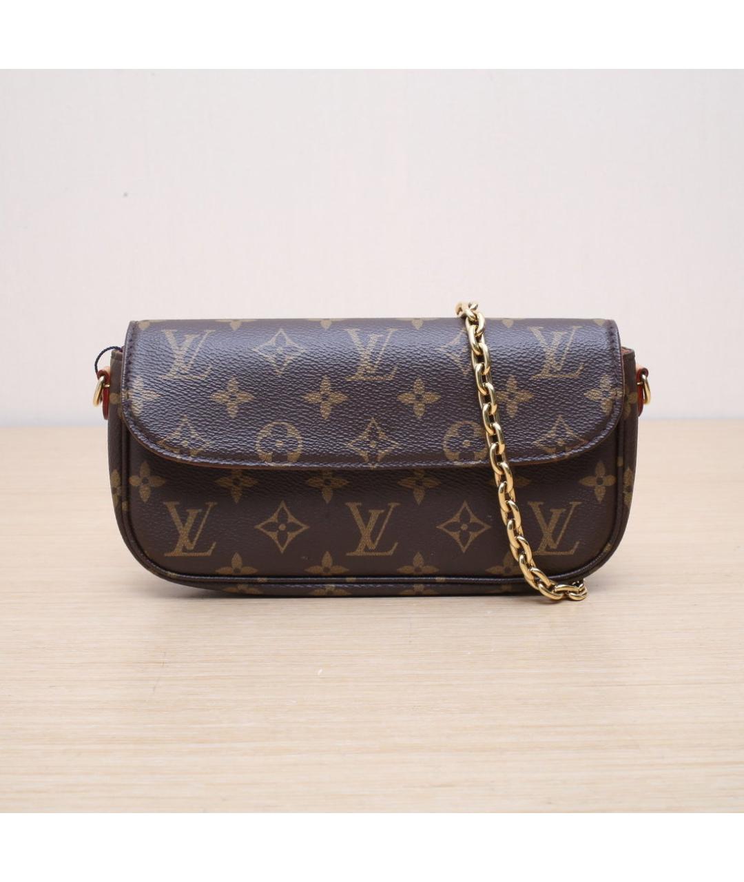 LOUIS VUITTON Коричневая кожаная сумка через плечо, фото 3