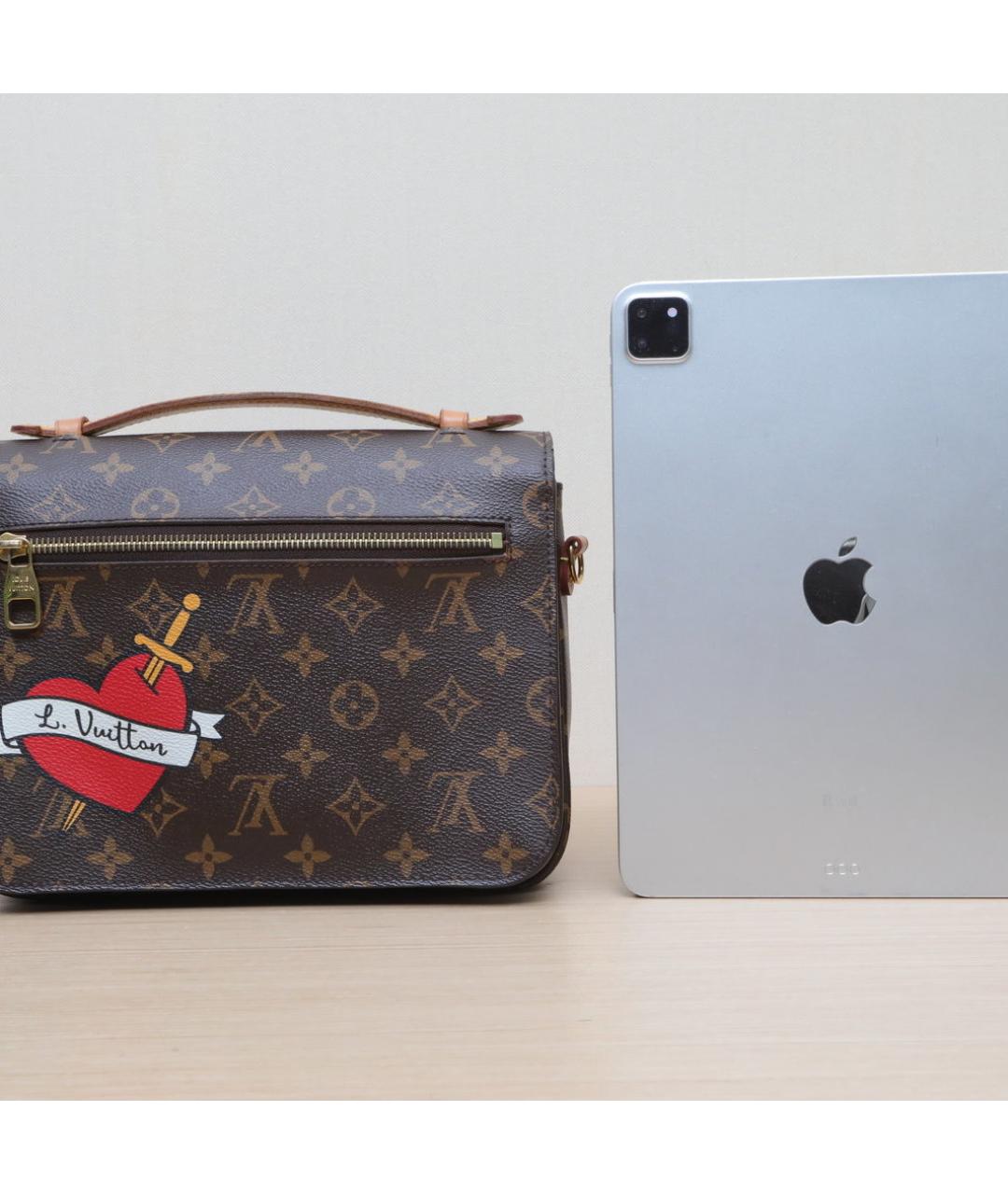 LOUIS VUITTON Коричневая кожаная сумка через плечо, фото 7