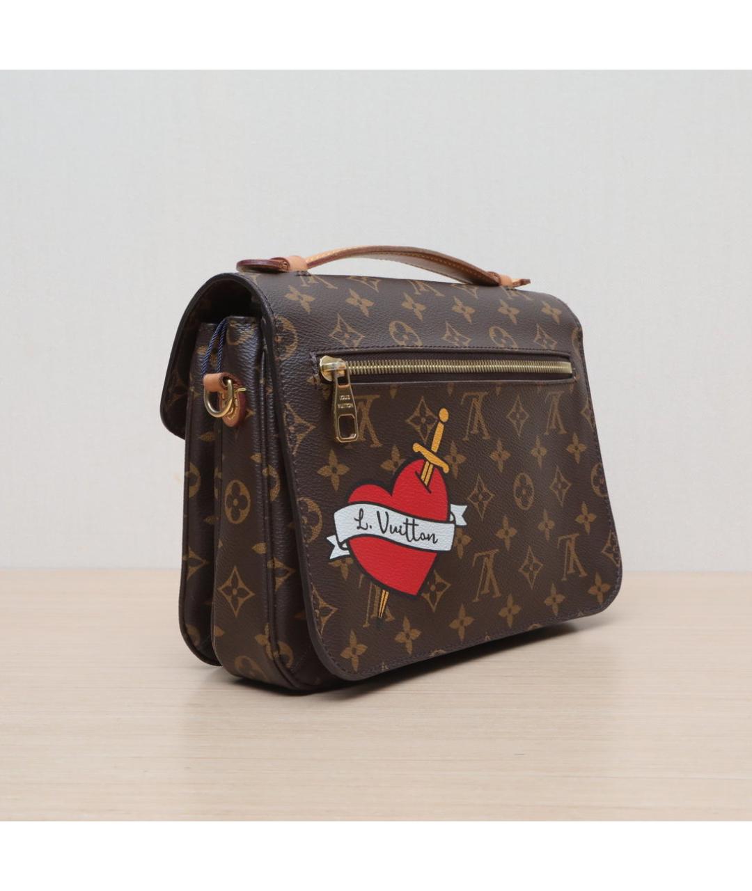 LOUIS VUITTON Коричневая кожаная сумка через плечо, фото 6
