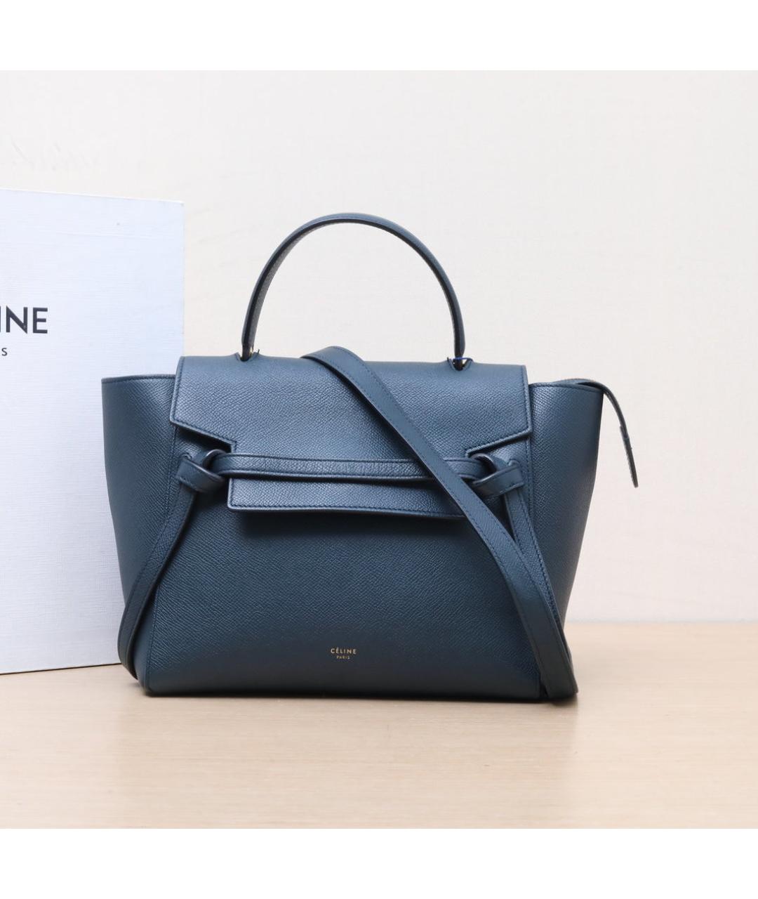 CELINE Темно-синяя кожаная сумка через плечо, фото 2