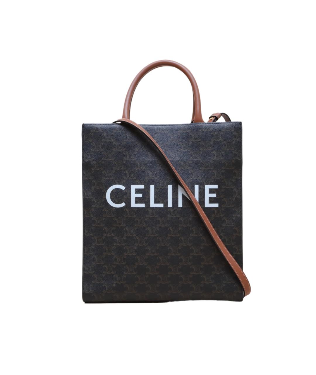 CELINE Коричневая кожаная сумка через плечо, фото 1