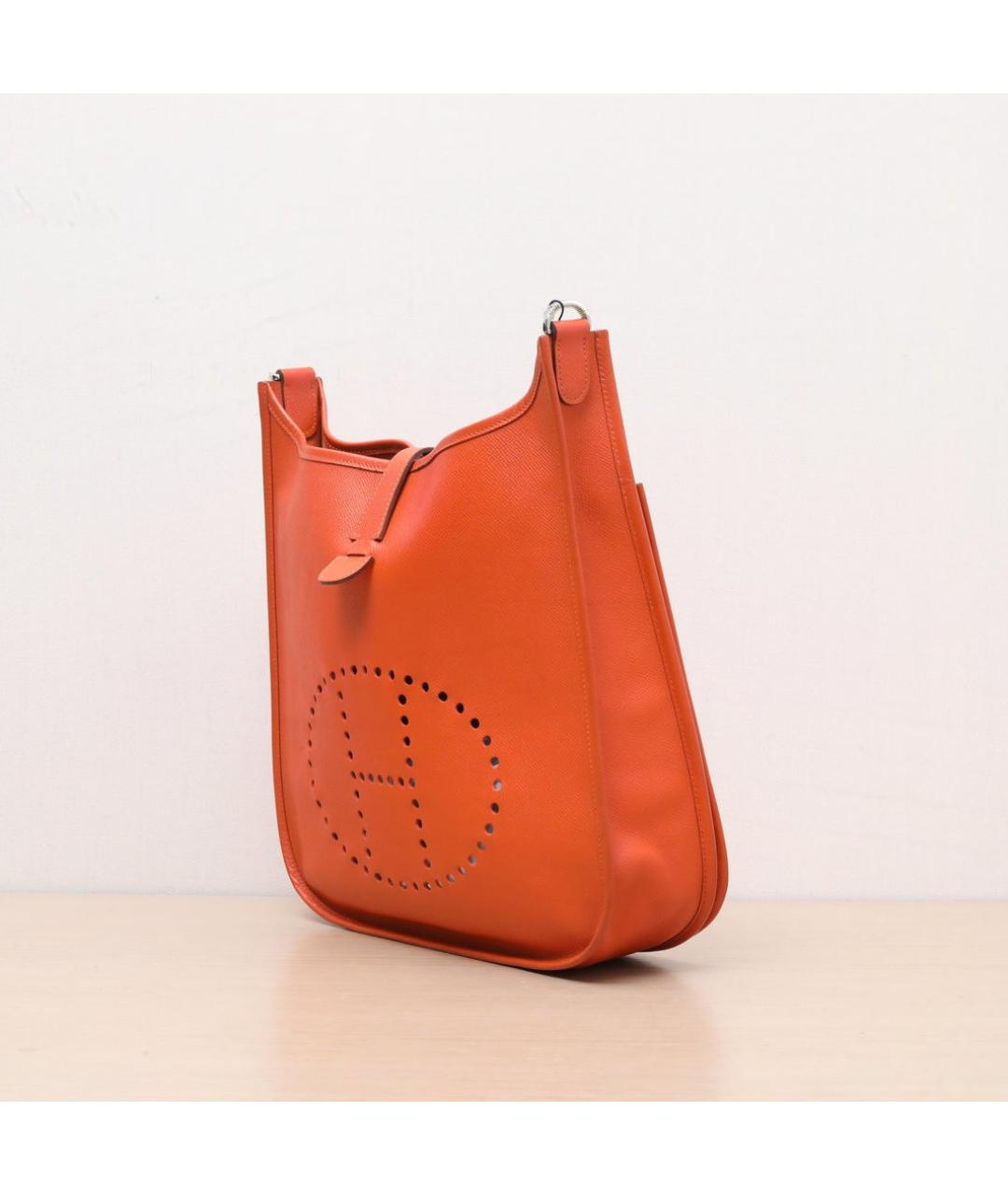 HERMES Оранжевая кожаная сумка через плечо, фото 4