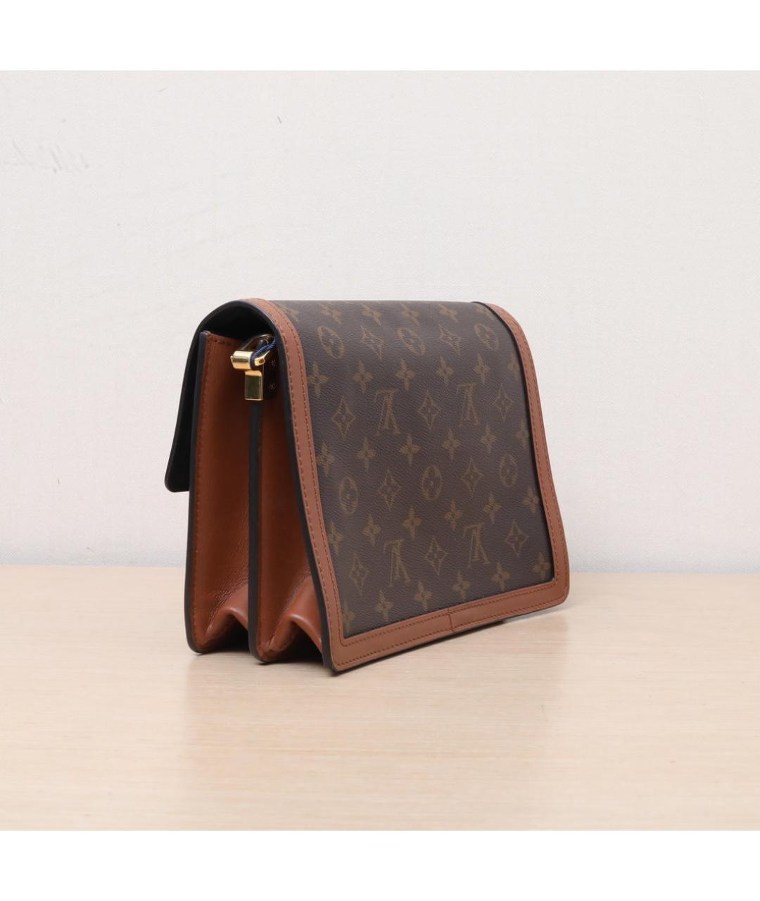 LOUIS VUITTON Коричневая кожаная сумка через плечо, фото 6
