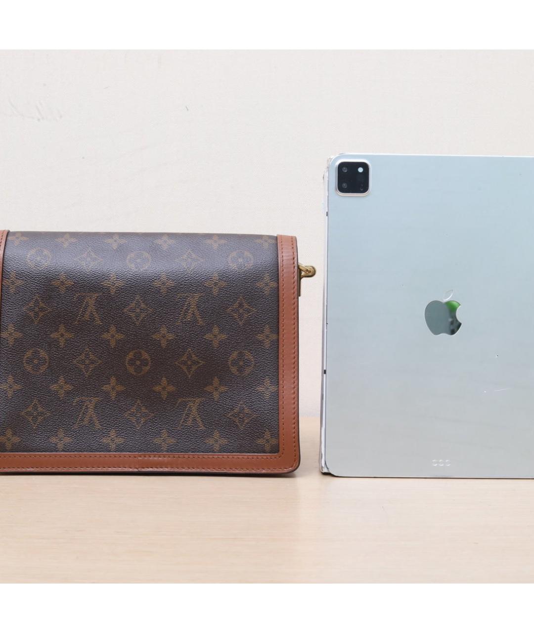 LOUIS VUITTON Коричневая кожаная сумка через плечо, фото 7