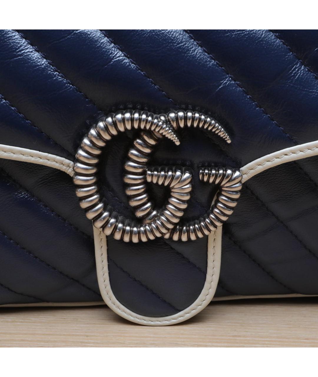 GUCCI Темно-синяя кожаная сумка через плечо, фото 8