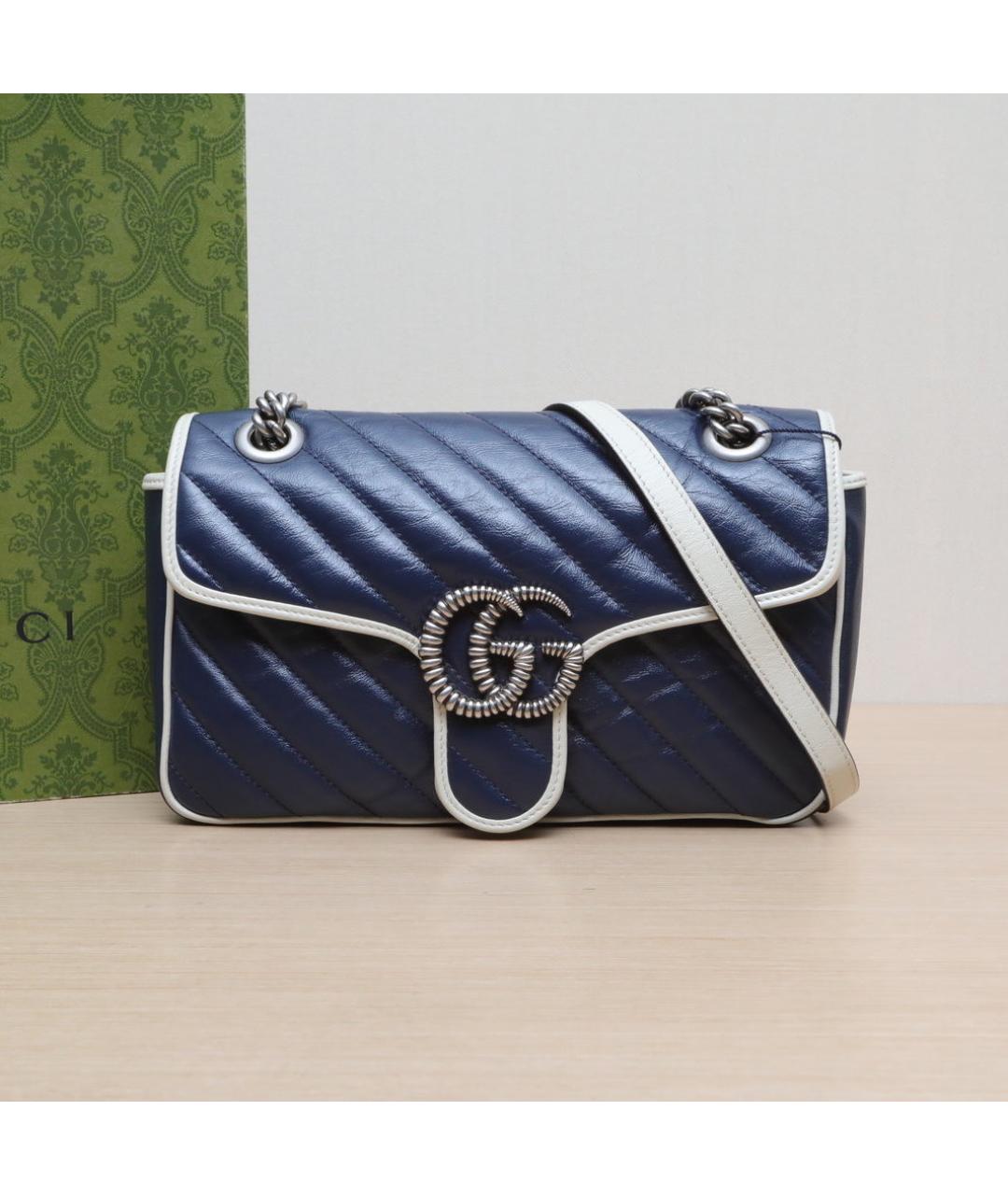 GUCCI Темно-синяя кожаная сумка через плечо, фото 2