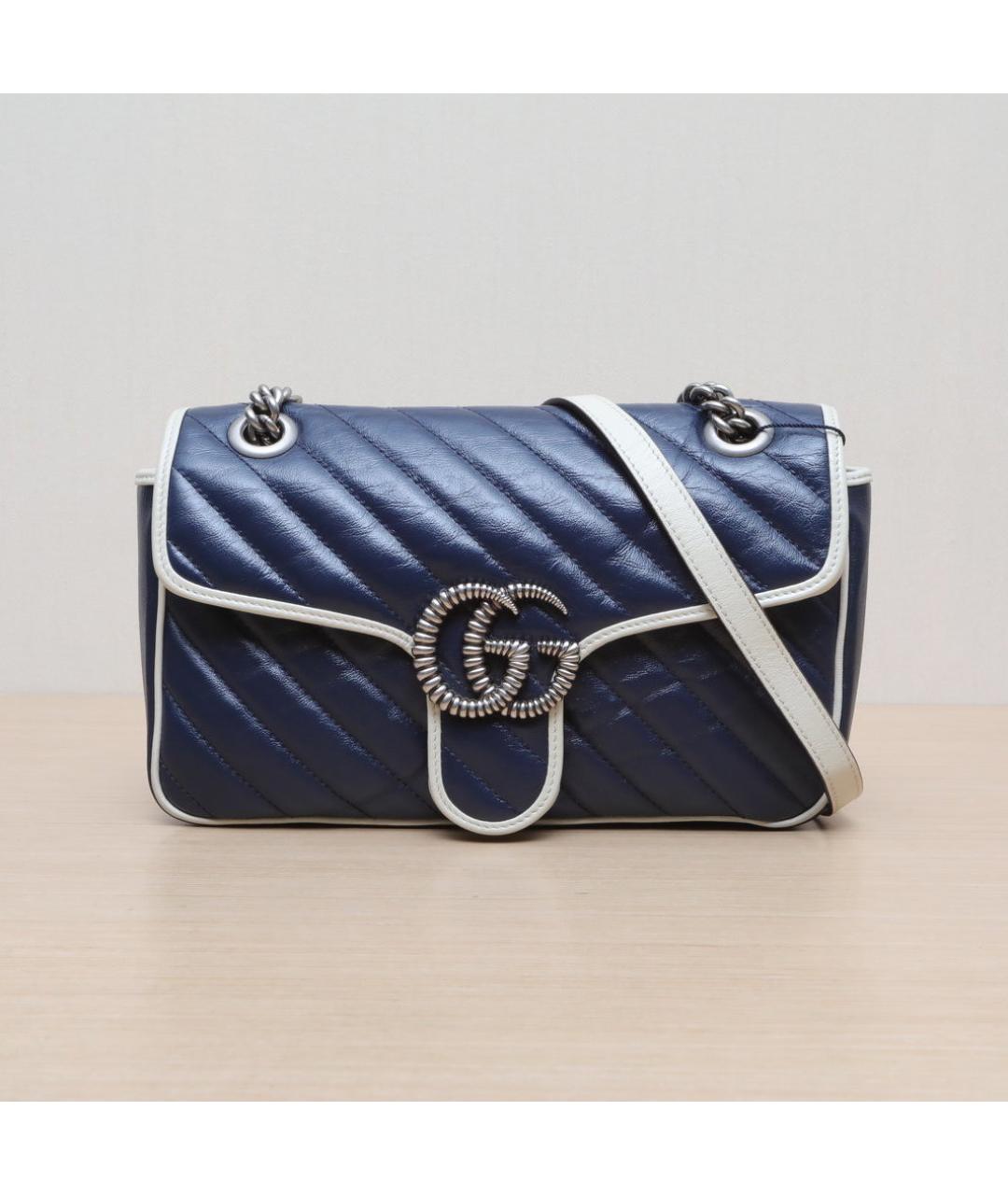 GUCCI Темно-синяя кожаная сумка через плечо, фото 3