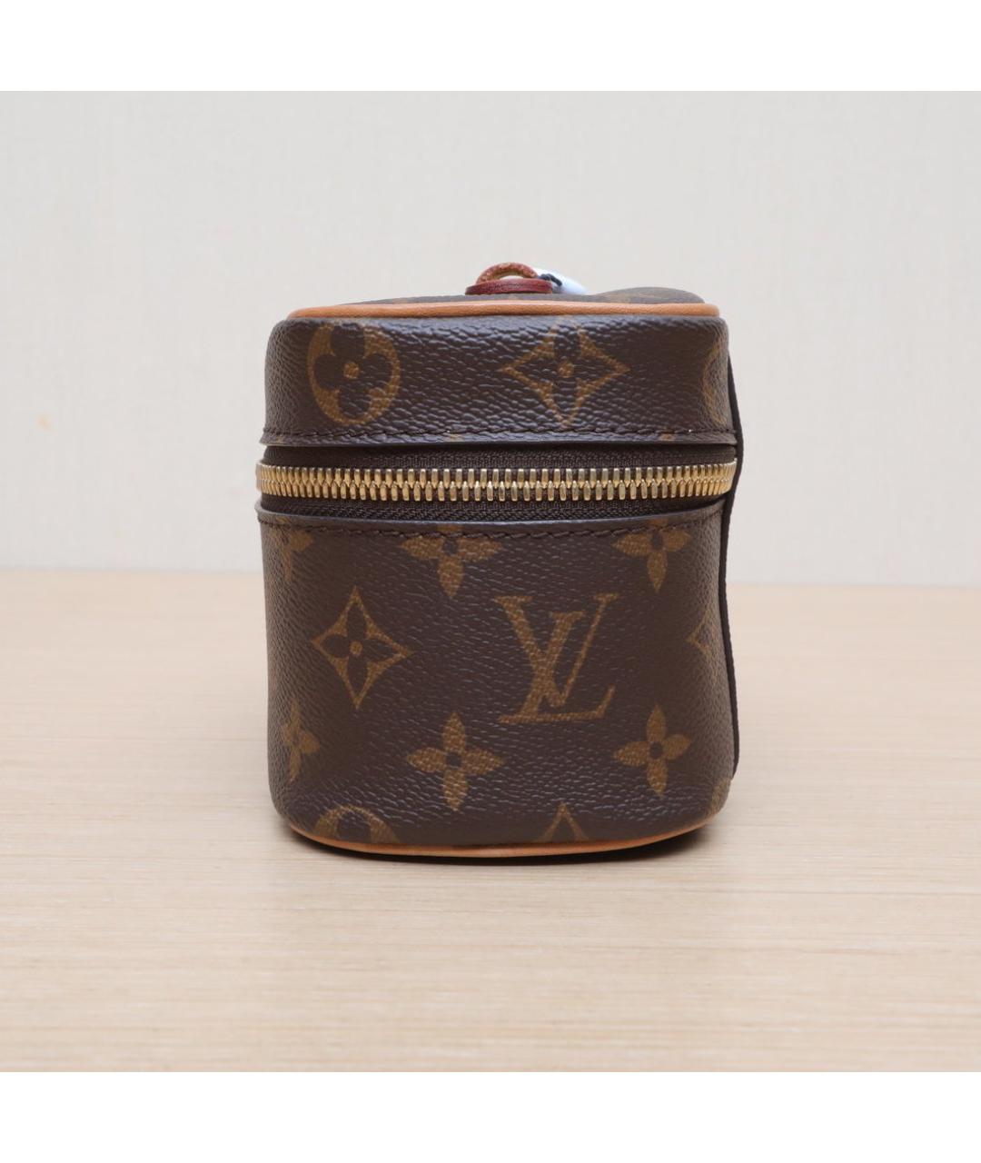 LOUIS VUITTON Коричневая кожаная косметичка, фото 5