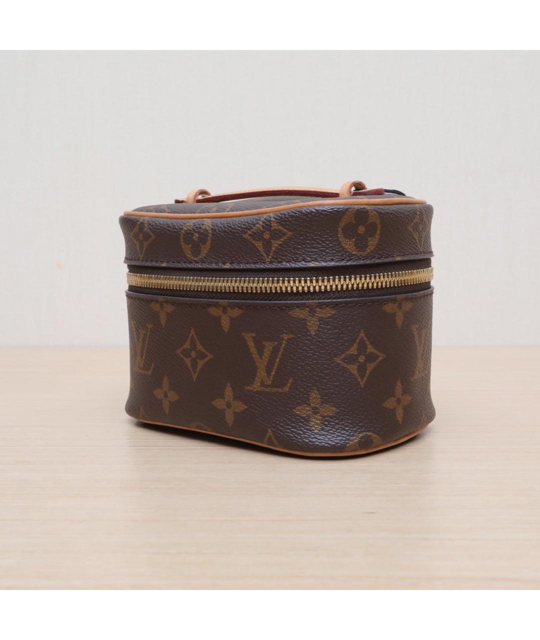 LOUIS VUITTON Коричневая кожаная косметичка, фото 4