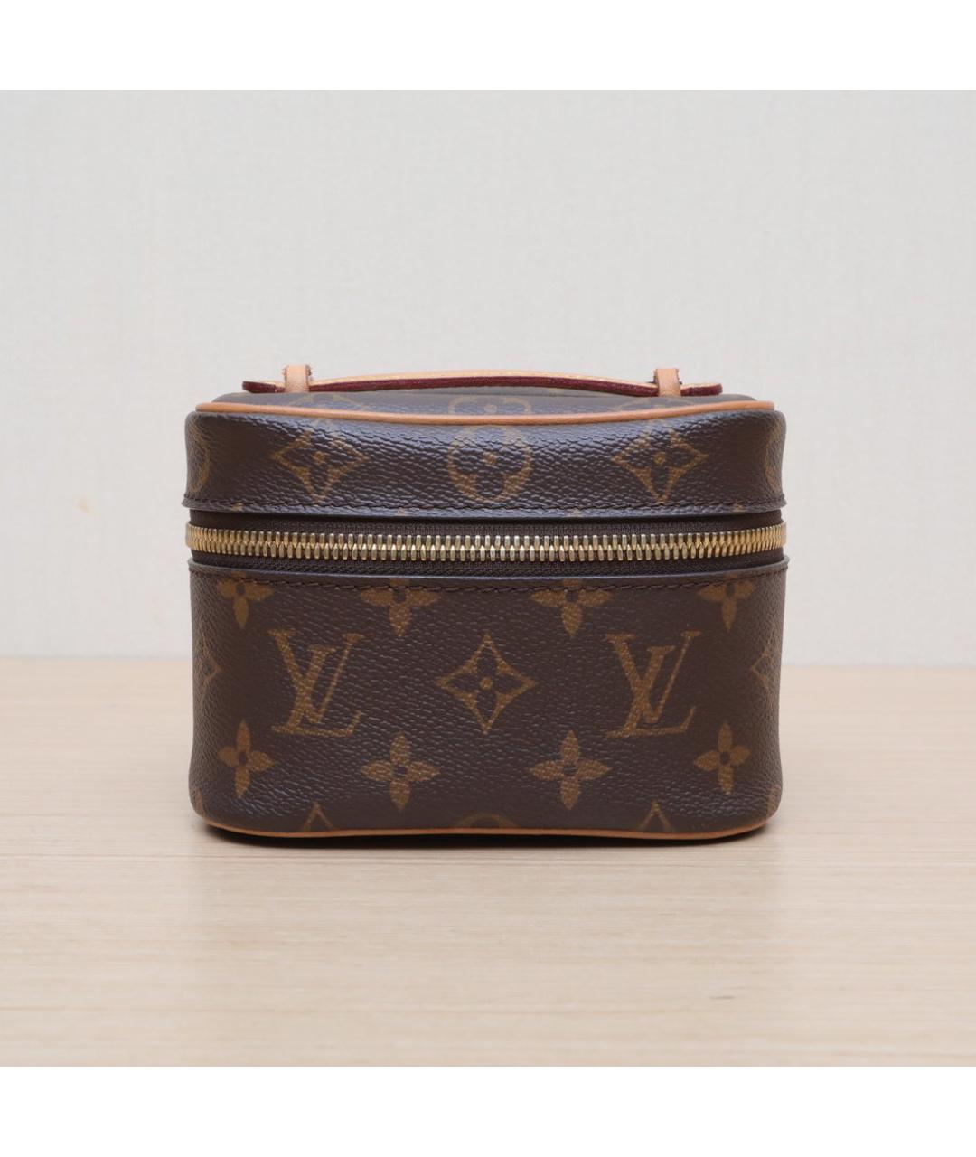 LOUIS VUITTON Коричневая кожаная косметичка, фото 3