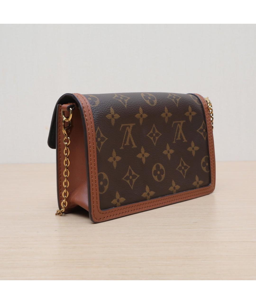 LOUIS VUITTON Коричневая кожаная сумка через плечо, фото 6